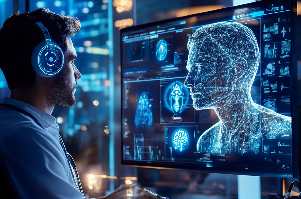 neuroTree man on telehealth appointment with AI